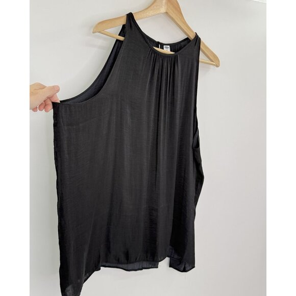 Old Navy Plus Size Sheer Shiny Satin Black Tunic Blouse XXL Event Classic Preppy - Picture 5 of 12